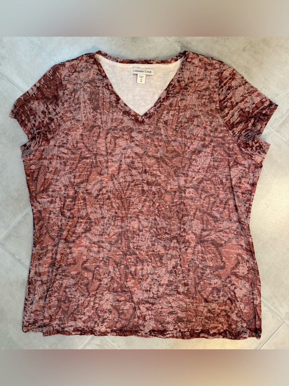 Coldwater Creek Brown Burnout Layered Tee Sz 1X